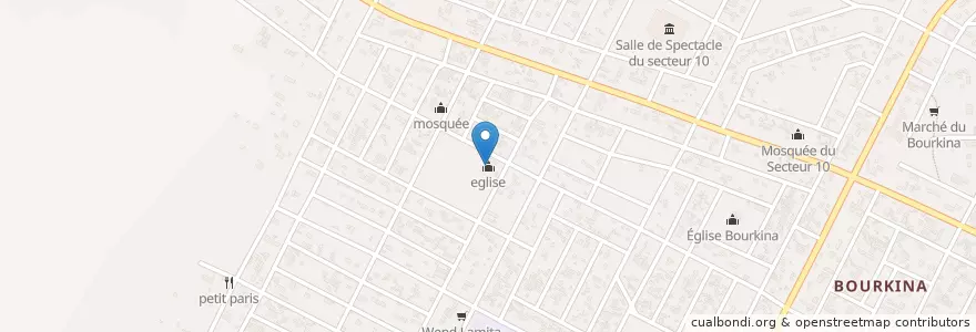 Mapa de ubicacion de eglise en Burkina Faso, Mitte-West, Boulkiemdé, Koudougou, Koudougou.