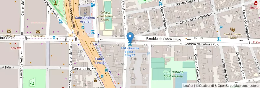 Mapa de ubicacion de 274 - Rambla Fabra i Puig 67 en Sepanyol, Catalunya, Barcelona, Barcelonès, Barcelona.