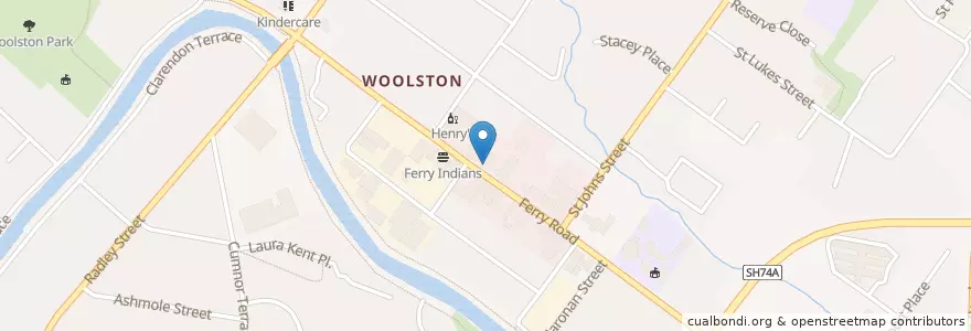 Mapa de ubicacion de Woolston Christian Medical Centre en نیوزیلند, کنتربری, Christchurch City, Linwood-Central-Heathcote Community.