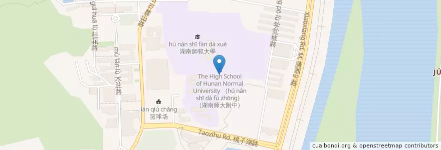 Mapa de ubicacion de Library（师大附中图书馆） en 中国, 湖南省, 长沙市, 岳麓区.