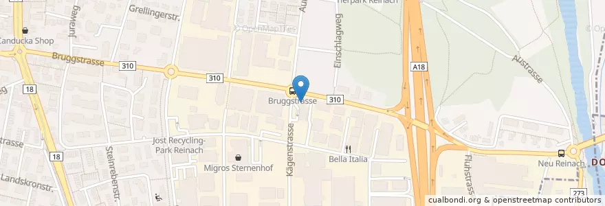 Mapa de ubicacion de Migrol Service Reinach BL en 瑞士, Basel-Landschaft, Bezirk Arlesheim, Reinach.
