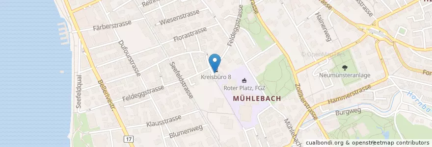 Mapa de ubicacion de Quartierwache Riesbach en سويسرا, زيورخ, Bezirk Zürich, Zürich.