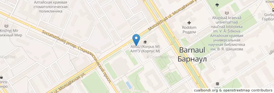Mapa de ubicacion de Зернобанк en Rusia, Сибирский Федеральный Округ, Алтайский Край, Городской Округ Барнаул.