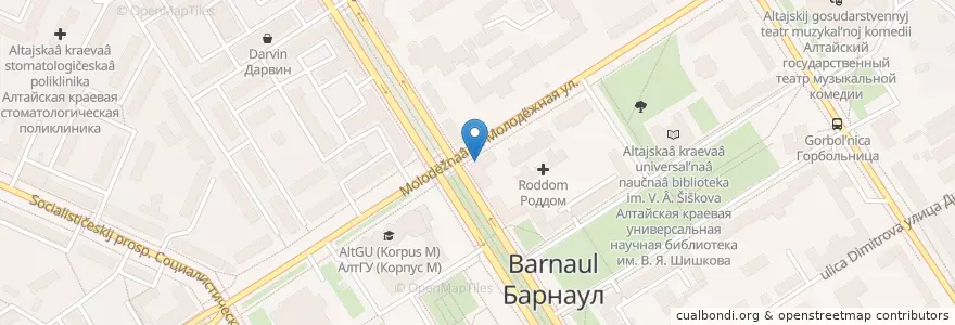 Mapa de ubicacion de Семейная аптека en ロシア, シベリア連邦管区, アルタイ地方, バルナウル管区.