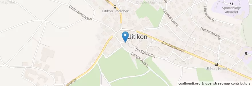 Mapa de ubicacion de Restaurant Frohsinn en 瑞士, 蘇黎世, Bezirk Dietikon, Uitikon.