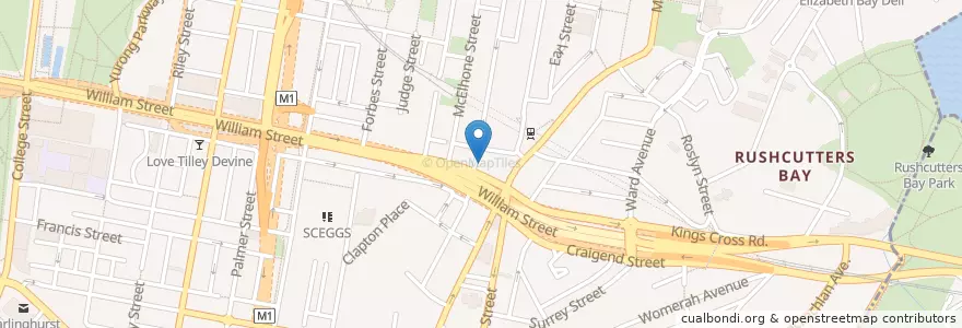 Mapa de ubicacion de Sushi Bar @ William Street en استرالیا, New South Wales, Council Of The City Of Sydney, Sydney.