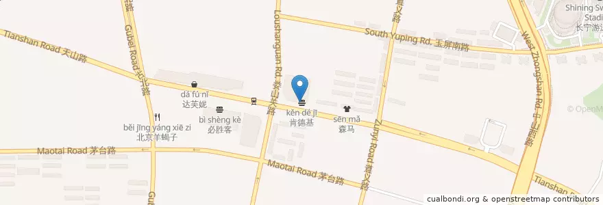 Mapa de ubicacion de KFC en چین, شانگهای, 长宁区.