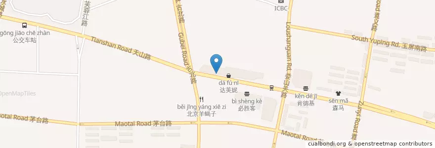 Mapa de ubicacion de 西贝西北菜 en China, Shanghai, Changning.