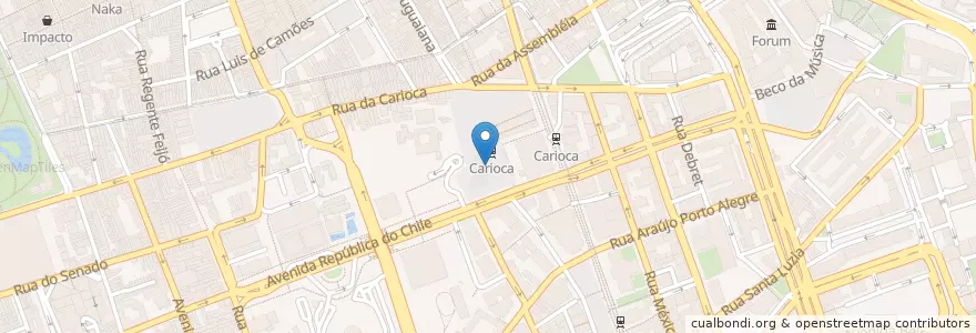 Mapa de ubicacion de Largo da Carioca en Brazilië, Regio Zuidoost, Rio De Janeiro, Região Geográfica Imediata Do Rio De Janeiro, Região Metropolitana Do Rio De Janeiro, Região Geográfica Intermediária Do Rio De Janeiro, Rio De Janeiro.