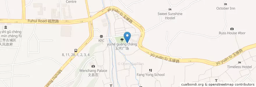 Mapa de ubicacion de Liesure Restaurant en 中国, 云南省, 丽江市, 古城区.