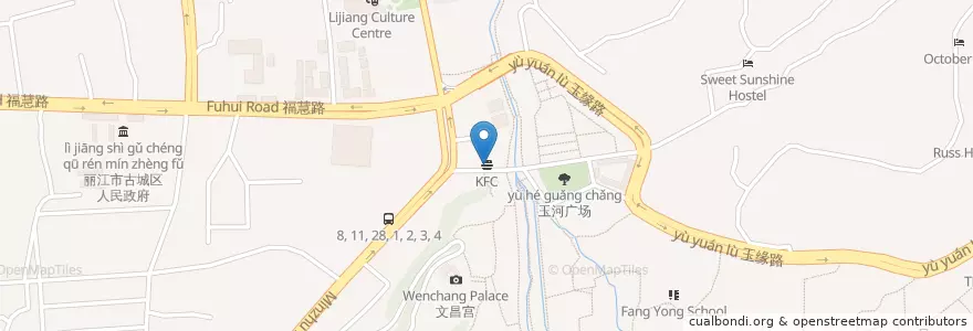 Mapa de ubicacion de KFC en چین, یون‌نان, 丽江市, 古城区.