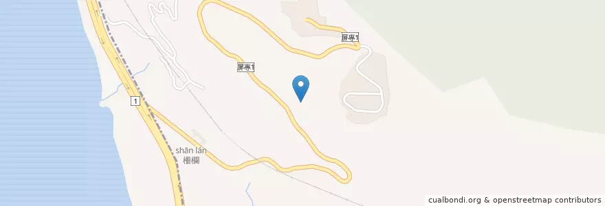 Mapa de ubicacion de Fangshan en Taiwan, Taiwan, Landkreis Pingtung, Shizi.