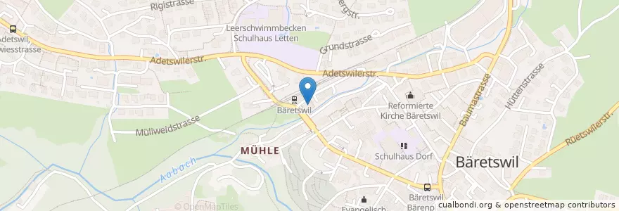 Mapa de ubicacion de Restaurant Bahnhof en Svizzera, Zurigo, Bezirk Hinwil, Bäretswil.