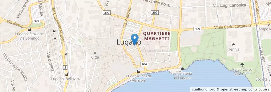 Mapa de ubicacion de Lugano 1 en 瑞士, Ticino, Distretto Di Lugano, Lugano, Circolo Di Lugano Ovest.