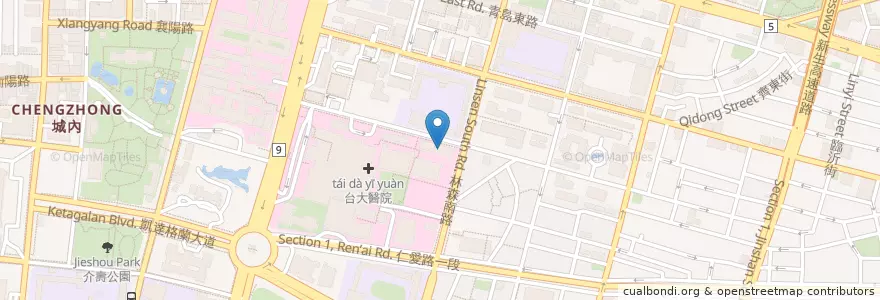 Mapa de ubicacion de 臺大男二宿舍餐廳 en Taiwan, 新北市, Taipé, 中正區.