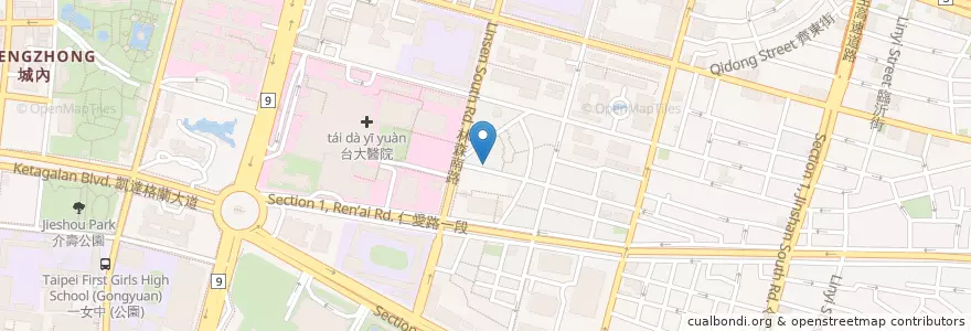 Mapa de ubicacion de 家常麵 en 臺灣, 新北市, 臺北市, 中正區.