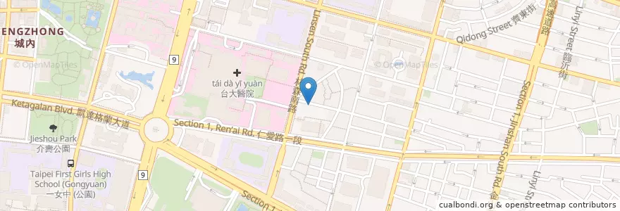 Mapa de ubicacion de 大佳滷肉飯 en 타이완, 신베이 시, 타이베이시, 중정 구.