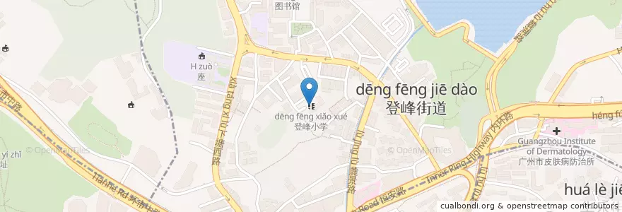 Mapa de ubicacion de 登峰小学 en چین, گوانگ‌دونگ, 广州市, 越秀区, 登峰街道.