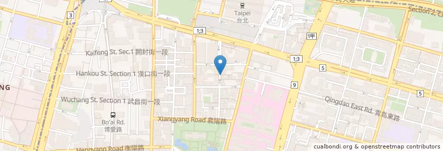Mapa de ubicacion de 上頂皇家素食水煎包 en 臺灣, 新北市, 臺北市, 中正區.