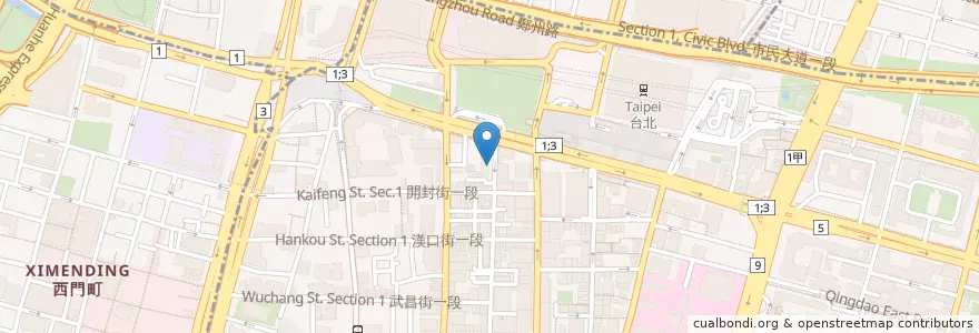 Mapa de ubicacion de 妙緣素食館 en Taiwán, Nuevo Taipéi, Taipéi, 中正區.