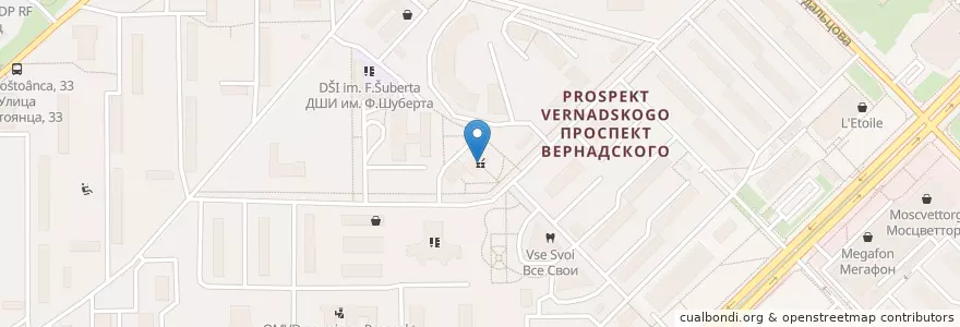Mapa de ubicacion de Олимп en Russie, District Fédéral Central, Moscou, Западный Административный Округ, Район Проспект Вернадского.