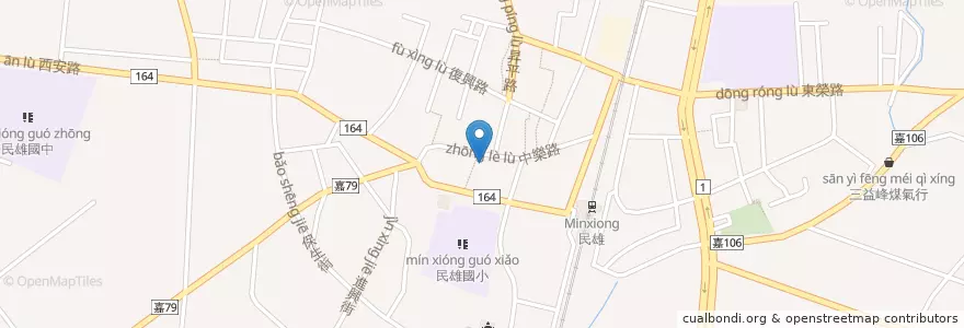 Mapa de ubicacion de 大士爺廟 en 臺灣, 臺灣省, 嘉義縣, 民雄鄉.