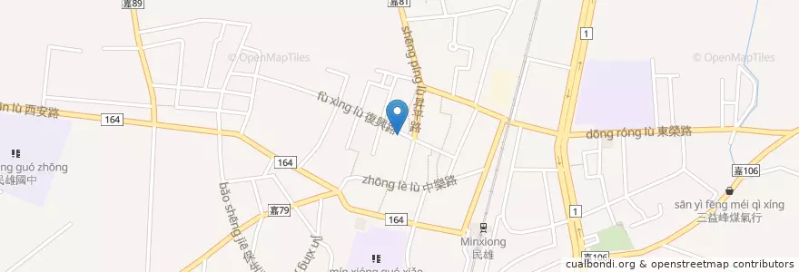 Mapa de ubicacion de 民雄素食自助餐 en Taiwan, Taiwan Province, Chiayi County, Minxueng Township.