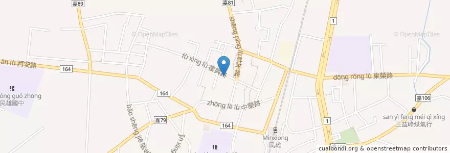 Mapa de ubicacion de 臭仙臭豆腐 en 台湾, 台湾省, 嘉義県, 民雄郷.