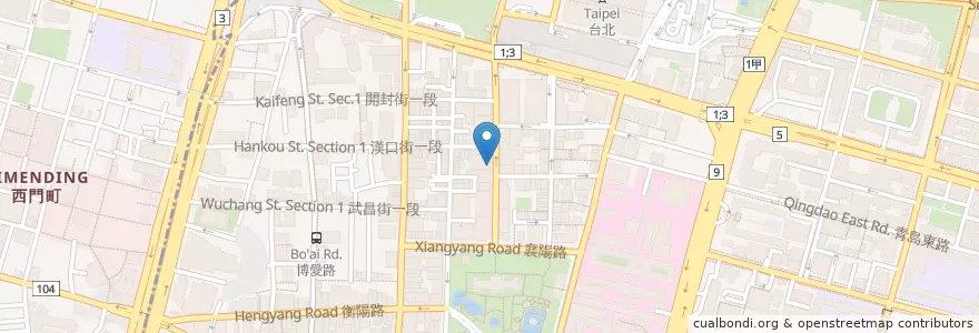 Mapa de ubicacion de 上海商業儲蓄銀行 en Тайвань, Новый Тайбэй, Тайбэй, 中正區.