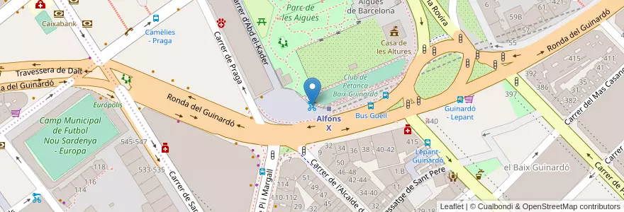 Mapa de ubicacion de 276 - Plaça Alfons X el Savi / Ronda del Guinardó en اسپانیا, Catalunya, Barcelona, Barcelonès, Barcelona.