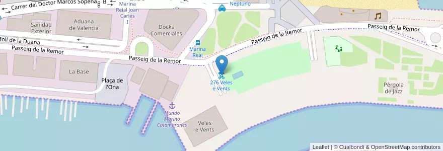 Mapa de ubicacion de 276 Veles e Vents en スペイン, バレンシア州, València / Valencia, Comarca De València, València.