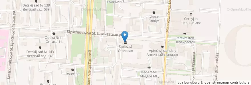 Mapa de ubicacion de Столовая en Russia, Уральский Федеральный Округ, Свердловская Область, Городской Округ Екатеринбург.