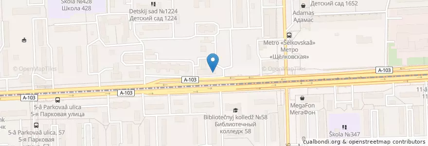 Mapa de ubicacion de СтарДогс en Rusland, Centraal Federaal District, Moskou, Восточный Административный Округ, Район Северное Измайлово.