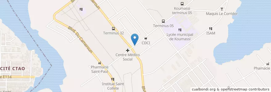 Mapa de ubicacion de Le Code Puk en ساحل عاج, آبیجان, Koumassi.