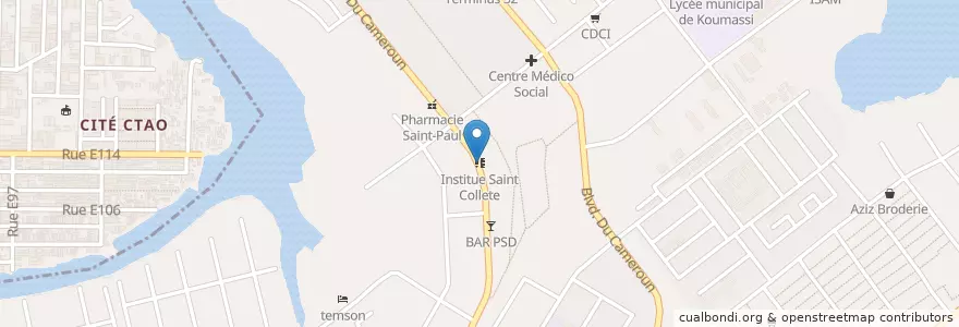 Mapa de ubicacion de Institue Saint Collete en コートジボワール, アビジャン, Koumassi.