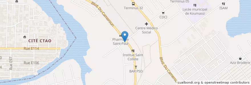 Mapa de ubicacion de MTN Monney en ساحل عاج, آبیجان, Koumassi.