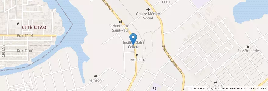 Mapa de ubicacion de Restaurant Sénégalais en Costa De Marfil, Abiyán, Koumassi.