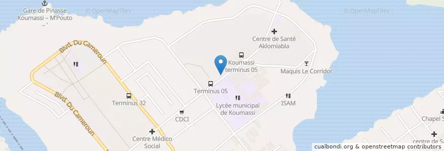 Mapa de ubicacion de K'nou en Costa D'Avorio, Abidjan, Koumassi.