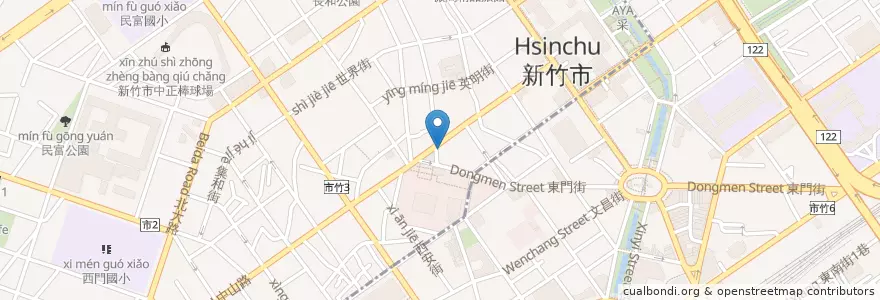 Mapa de ubicacion de 新復珍戲院 en Taiwan, 臺灣省, 新竹市.