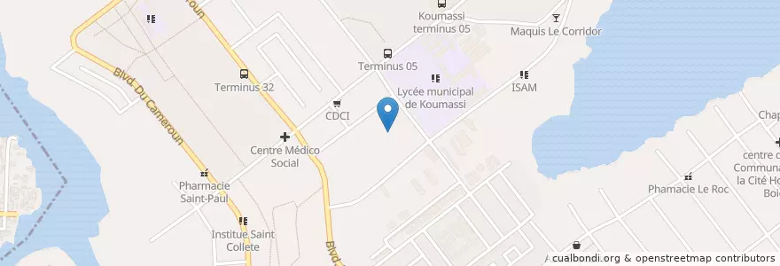Mapa de ubicacion de Mosquée du 05 en Côte D’Ivoire, Abidjan, Koumassi.