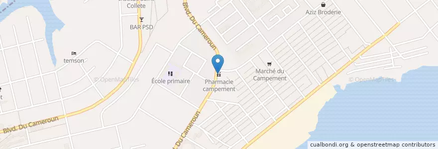 Mapa de ubicacion de Pharmacie campement en Costa Do Marfim, Abidjan, Koumassi.