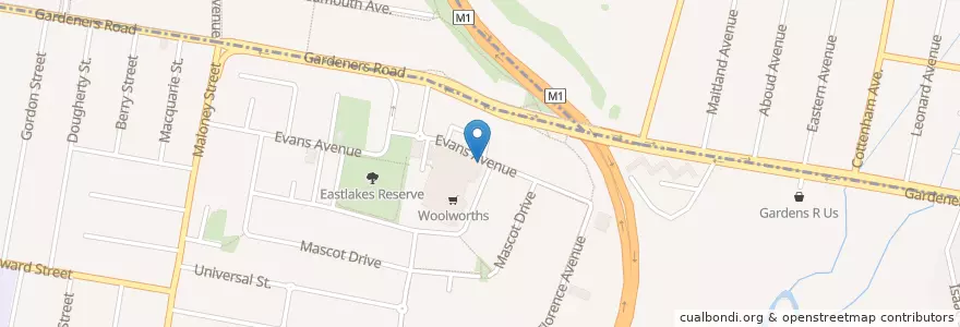 Mapa de ubicacion de Advance Eastlakes Medical Centre en Australië, Nieuw-Zuid-Wales, Bayside Council, Sydney.