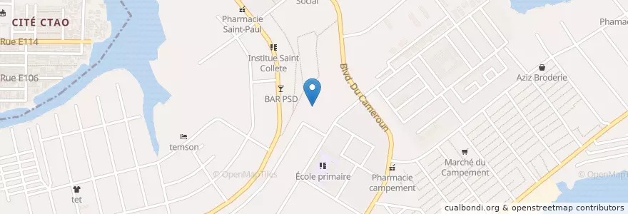 Mapa de ubicacion de École primaire en Côte D'Ivoire, Abidjan, Koumassi.