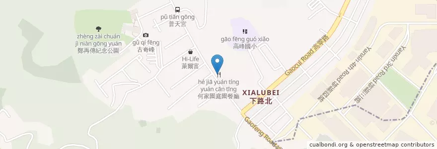 Mapa de ubicacion de 何家園庭園餐廳 en 臺灣, 臺灣省, 新竹市, 東區.