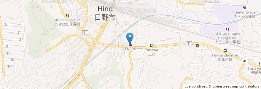 Mapa de ubicacion de ENEOS en Япония, Токио, Хино.