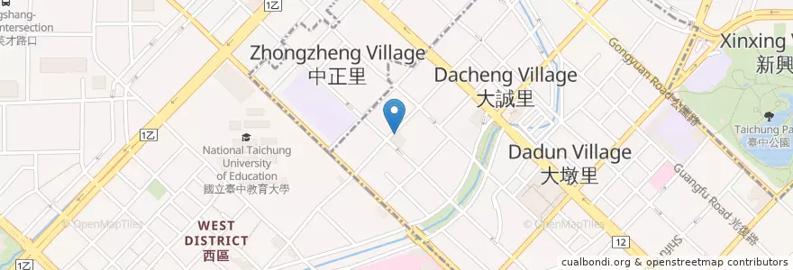 Mapa de ubicacion de 日新大戲院 en 臺灣, 臺中市, 西區, 中區.