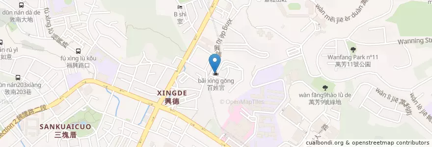 Mapa de ubicacion de 百姓宮 en 臺灣, 新北市, 臺北市, 文山區.