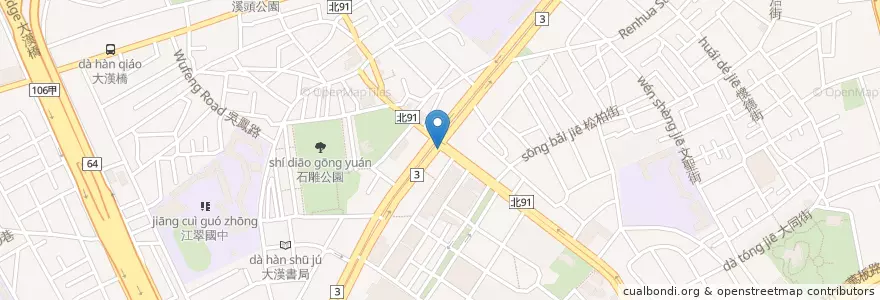Mapa de ubicacion de 捷運江子翠站(3號出口) en Taïwan, Nouveau Taipei, Panchiao.