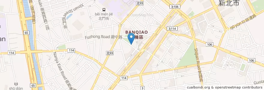 Mapa de ubicacion de 捷運府中站(3號出口) en 타이완, 신베이 시, 반차오 구.