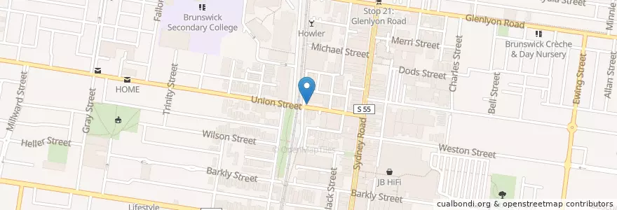 Mapa de ubicacion de Union Street Corral en Австралия, Виктория, City Of Moreland.